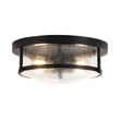 Load image into Gallery viewer, Farmhouze Light - Farmhouse Clear Crackle Glass Round Flush Mount Ceiling Light - Ceiling Light - Black -
