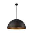 Load image into Gallery viewer, Farmhouze Light - Farmhouse Industrial Oversized Iron Dome Pendant - Chandelier - Black with Gold Dust - 31 in. (Back Order)