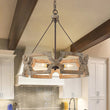 Load image into Gallery viewer, Farmhouze Light - Farmhouse Rustic Wood Drum Cage Pendant Light - Chandelier - 3 bulbs -