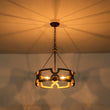 Load image into Gallery viewer, Farmhouze Light - Farmhouse Rustic Wood Drum Cage Pendant Light - Chandelier - 3 bulbs -