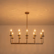 Load image into Gallery viewer, Farmhouze Light - French Country Luxe Linear Candle Kitchen Island Pendant - Chandelier - Antique Brass -