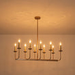 Load image into Gallery viewer, Farmhouze Light - French Country Luxe Linear Candle Kitchen Island Pendant - Chandelier - Antique Brass -