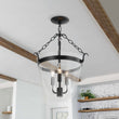 Load image into Gallery viewer, Farmhouze Light - French Farmhouse Candle Style Glass Bell Cage Ceiling Light - Ceiling Light - Black -