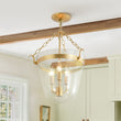 Load image into Gallery viewer, Farmhouze Light - French Farmhouse Candle Style Glass Bell Cage Ceiling Light - Ceiling Light - Brass -