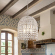 Load image into Gallery viewer, Farmhouze Light - French Farmhouse Crystal Lantern Pendant Light - Chandelier - M/Nickel -