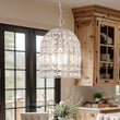 Load image into Gallery viewer, Farmhouze Light - French Farmhouse Crystal Lantern Pendant Light - Chandelier - S/Nickel -