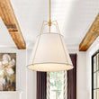 Load image into Gallery viewer, Farmhouze Light - French Farmhouse Tapered Drum Fabric Lantern Pendant Light - Chandelier - White - 23in -
