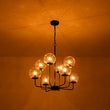 Load image into Gallery viewer, Farmhouze Light - Funky Clear Seeded Glass Globe Tired Bubble Chandelier - Chandelier - Black -