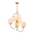 Load image into Gallery viewer, Farmhouze Light - Funky Luxe Sputnik Milky White Glass Globe Chandelier - Chandelier - Brass -