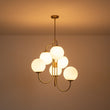 Load image into Gallery viewer, Farmhouze Light - Funky Luxe Sputnik Milky White Glass Globe Chandelier - Chandelier - Brass -