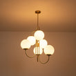 Load image into Gallery viewer, Farmhouze Light - Funky Luxe Sputnik Milky White Glass Globe Chandelier - Chandelier - Brass -