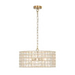 Load image into Gallery viewer, Farmhouze Light - Glam Crystal Accented Drum Lantern Pendant Light - Chandelier - Brass -