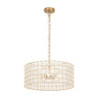 Load image into Gallery viewer, Farmhouze Light - Glam Crystal Accented Drum Lantern Pendant Light - Chandelier - Brass -