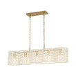 Load image into Gallery viewer, Farmhouze Light - Glam Decorative Crystal Accented Long Cage Island Chandelier - Chandelier - Brass -