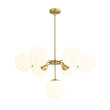 Load image into Gallery viewer, Farmhouze Light - Glam Milky White Glass Globe Linear Sputnik Chandelier - Chandelier - Brass -