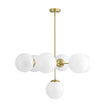 Load image into Gallery viewer, Farmhouze Light - Glam Milky White Glass Globe Linear Sputnik Chandelier - Chandelier - Brass -