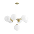 Load image into Gallery viewer, Farmhouze Light - Glam Milky White Glass Globe Linear Sputnik Chandelier - Chandelier - Brass -