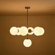 Load image into Gallery viewer, Farmhouze Light - Glam Milky White Glass Globe Linear Sputnik Chandelier - Chandelier - Brass -