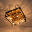 Load image into Gallery viewer, Farmhouze Light - Gold Branch Crystal Black Square Cage Ceiling Light - Ceiling Light - Black + Gold -