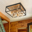 Load image into Gallery viewer, Farmhouze Light - Gold Branch Crystal Black Square Cage Ceiling Light - Ceiling Light - Black + Gold -