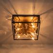 Load image into Gallery viewer, Farmhouze Light - Gold Branch Crystal Black Square Cage Ceiling Light - Ceiling Light - Black + Gold -