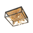 Load image into Gallery viewer, Farmhouze Light - Gold Branch Crystal Black Square Cage Ceiling Light - Ceiling Light - Black + Gold -