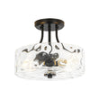 Load image into Gallery viewer, Farmhouze Light - Hammered Texture Glass Round Semi Flush Ceiling Light - Ceiling Light - Black -
