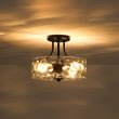 Load image into Gallery viewer, Farmhouze Light - Hammered Texture Glass Round Semi Flush Ceiling Light - Ceiling Light - Gold -