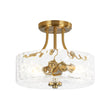 Load image into Gallery viewer, Farmhouze Light - Hammered Texture Glass Round Semi Flush Ceiling Light - Ceiling Light - Gold -