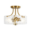 Load image into Gallery viewer, Farmhouze Light - Hammered Texture Glass Round Semi Flush Ceiling Light - Ceiling Light - Gold -