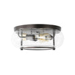 Load image into Gallery viewer, Farmhouze Light - Industrial 3 - Light Seeded Glass Shade Flush Mount Light - Ceiling Light - Oil - Rubbed Bronze -