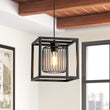 Load image into Gallery viewer, Farmhouze Light - Industrial Matte Black 1 - Light Square Metal Cage Pendant - Pendant - Black -
