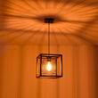 Load image into Gallery viewer, Farmhouze Light - Industrial Matte Black 1 - Light Square Metal Cage Pendant - Pendant - Black -