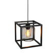 Load image into Gallery viewer, Farmhouze Light - Industrial Matte Black 1 - Light Square Metal Cage Pendant - Pendant - Black -