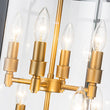 Load image into Gallery viewer, Farmhouze Light - Manor Black Candle Style Cylinder Lantern Pendant Chandelier - Chandelier - Black+Brass/6 - Light -