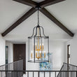 Load image into Gallery viewer, Farmhouze Light - Manor Black Candle Style Cylinder Lantern Pendant Chandelier - Chandelier - Black+Brass/6 - Light -