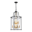 Load image into Gallery viewer, Farmhouze Light - Manor Black Candle Style Cylinder Lantern Pendant Chandelier - Chandelier - Black+Brass/6 - Light -