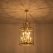 Load image into Gallery viewer, Farmhouze Light - Manor Black Candle Style Cylinder Lantern Pendant Chandelier - Chandelier - Brass/6 - Light -