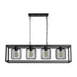 Load image into Gallery viewer, Farmhouze Light - Matte Black 4 - Light Rectangle Cage Kitchen Island Pendant - Chandelier - Black -