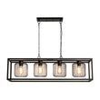 Load image into Gallery viewer, Farmhouze Light - Matte Black 4 - Light Rectangle Cage Kitchen Island Pendant - Chandelier - Black -