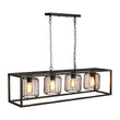 Load image into Gallery viewer, Farmhouze Light - Matte Black 4 - Light Rectangle Cage Kitchen Island Pendant - Chandelier - Black -