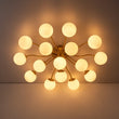 Load image into Gallery viewer, Farmhouze Light - Mid - Century 11 - Light Opal Glass Globe Sunburst Semi Flush - Chandelier - 16 - Light -