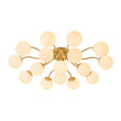 Load image into Gallery viewer, Farmhouze Light - Mid - Century 11 - Light Opal Glass Globe Sunburst Semi Flush - Chandelier - 16 - Light -