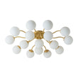 Load image into Gallery viewer, Farmhouze Light - Mid - Century 11 - Light Opal Glass Globe Sunburst Semi Flush - Chandelier - 16 - Light -