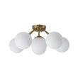 Load image into Gallery viewer, Farmhouze Light - Mid - Century 11 - Light Opal Glass Globe Sunburst Semi Flush - Chandelier - 16 - Light -