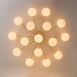 Load image into Gallery viewer, Farmhouze Light - Mid - Century 11 - Light Opal Glass Globe Sunburst Semi Flush - Chandelier - 16 - Light -