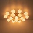 Load image into Gallery viewer, Farmhouze Light - Mid - Century 11 - Light Opal Glass Globe Sunburst Semi Flush - Chandelier - 16 - Light -