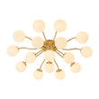 Load image into Gallery viewer, Farmhouze Light - Mid - Century 11 - Light Opal Glass Globe Sunburst Semi Flush - Chandelier - 16 - Light -
