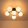 Load image into Gallery viewer, Farmhouze Light - Mid - Century 11 - Light Opal Glass Globe Sunburst Semi Flush - Chandelier - Black/6 - Light (Back Order) -