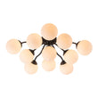 Load image into Gallery viewer, Farmhouze Light - Mid - Century 11 - Light Opal Glass Globe Sunburst Semi Flush - Chandelier - Brass/16 - Light -